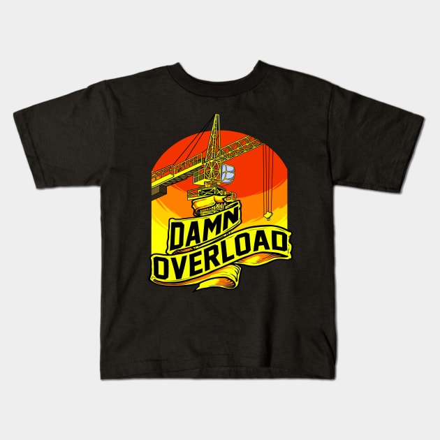 Tower Crane Sunrise Kids T-Shirt by damnoverload